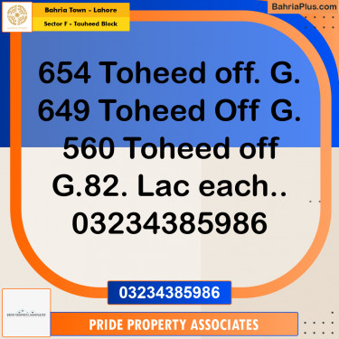 10 Marla Residential Plot for Sale in Sector F - Tauheed Block -  Bahria Town, Lahore - (BP-213405)