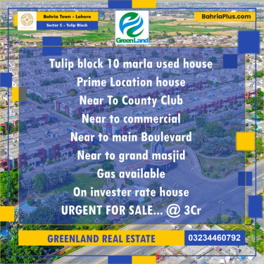 10 Marla Residential Plot for Sale in Sector C - Tulip Block -  Bahria Town, Lahore - (BP-213417)