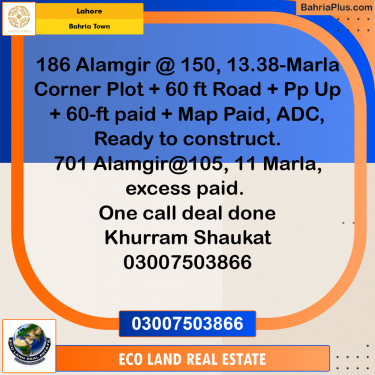 Residential Plot for Sale in Bahria Town, Lahore - (BP-213439)