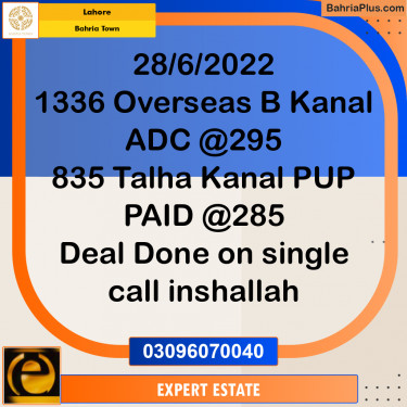 1 Kanal Residential Plot for Sale in Bahria Town, Lahore - (BP-213446)