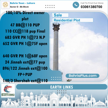 5 Marla Residential Plot for Sale in Sector D - BB Block -  Bahria Town, Lahore - (BP-213558)