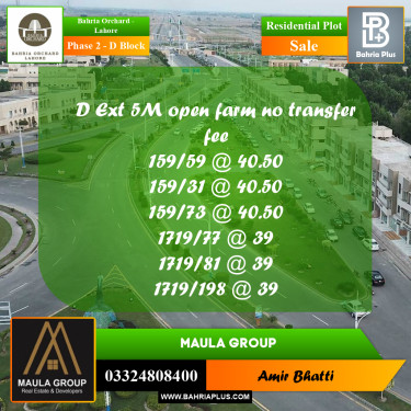 5 Marla Residential Plot for Sale in Phase 2 - D Block -  Bahria Orchard, Lahore - (BP-213585)