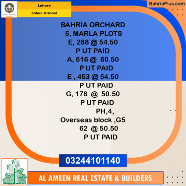 Residential Plot for Sale in Bahria Orchard, Lahore - (BP-213714)