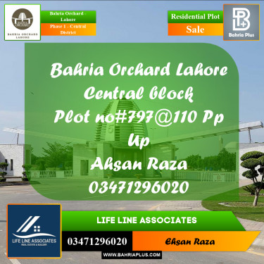 10 Marla Residential Plot for Sale in Phase 1 - Central District -  Bahria Orchard, Lahore - (BP-213729)