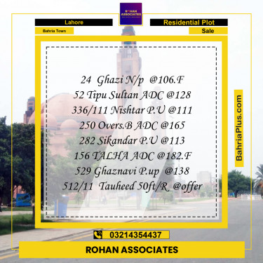 Residential Plot for Sale in Bahria Town, Lahore - (BP-213761)