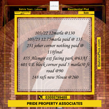 5 Marla Residential Plot for Sale in Sector F - Ghaznavi Ext. Block -  Bahria Town, Lahore - (BP-213772)