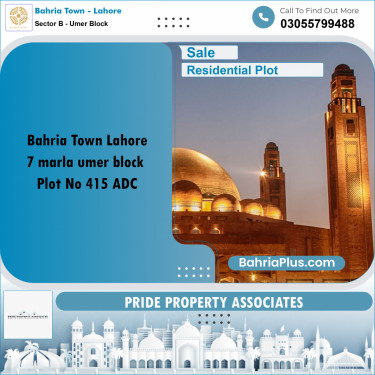 7 Marla Residential Plot for Sale in Sector B - Umer Block -  Bahria Town, Lahore - (BP-213773)