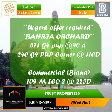 Residential Plot for Sale in Bahria Town, Lahore - (BP-213848)