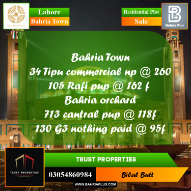 Residential Plot for Sale in Bahria Town, Lahore - (BP-213851)