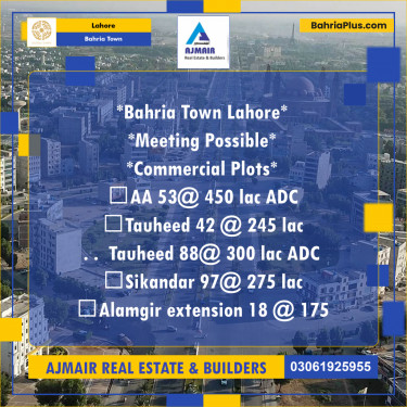 Commercial Plot for Sale in Bahria Town, Lahore - (BP-213966)
