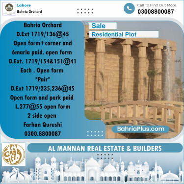 Residential Plot for Sale in Bahria Orchard, Lahore - (BP-213998)