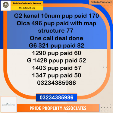 8 Marla Residential Plot for Sale in OLC-A Ext. Block -  Bahria Orchard, Lahore - (BP-214012)