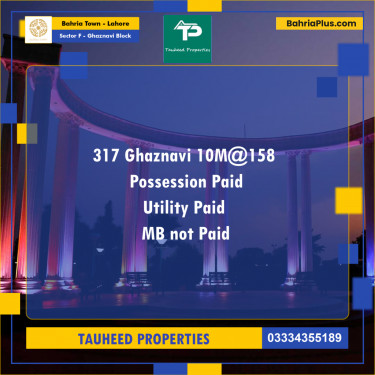 10 Marla Residential Plot for Sale in Sector F - Ghaznavi Block -  Bahria Town, Lahore - (BP-214024)