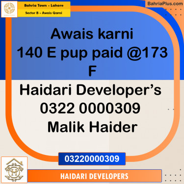 10 Marla Residential Plot for Sale in Sector B - Awais Qarni -  Bahria Town, Lahore - (BP-214071)