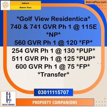 Residential Plot for Sale in Bahria Town, Lahore - (BP-214172)