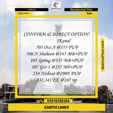 Residential Plot for Sale in Bahria Town, Lahore - (BP-214192)