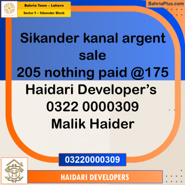 20 Kanal Residential Plot for Sale in Sector F - Sikander Block -  Bahria Town, Lahore - (BP-214207)