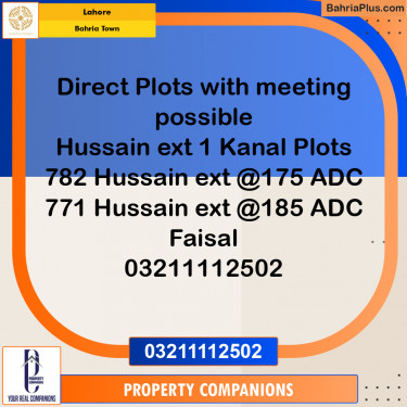 Residential Plot for Sale in Bahria Town, Lahore - (BP-214290)