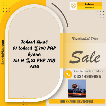 Residential Plot for Sale in Bahria Town, Lahore - (BP-214303)