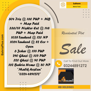 Residential Plot for Sale in Bahria Town, Lahore - (BP-214365)