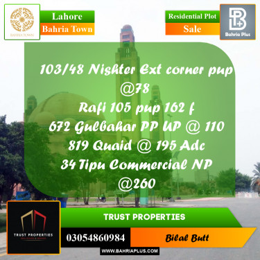 Residential Plot for Sale in Bahria Town, Lahore - (BP-214427)
