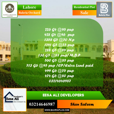 Residential Plot for Sale in Bahria Orchard, Lahore - (BP-214521)