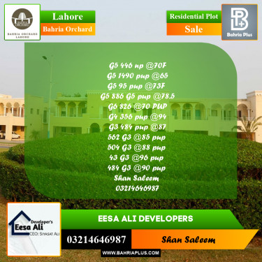 Residential Plot for Sale in Bahria Orchard, Lahore - (BP-214581)