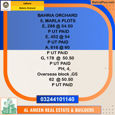 Residential Plot for Sale in Bahria Orchard, Lahore - (BP-214611)