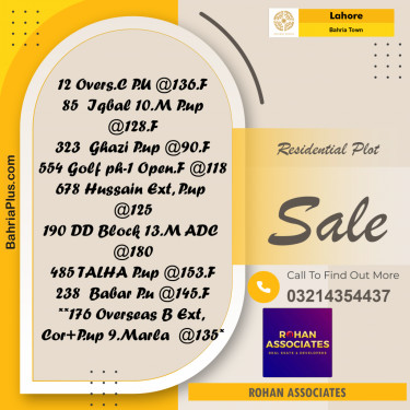 Residential Plot for Sale in Bahria Town, Lahore - (BP-214637)