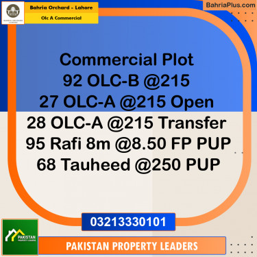 5 Marla Commercial Plot for Sale in OLC A Commercial -  Bahria Orchard, Lahore - (BP-214640)