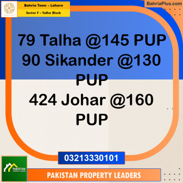 10 Marla Residential Plot for Sale in Sector F - Talha Block -  Bahria Town, Lahore - (BP-214645)