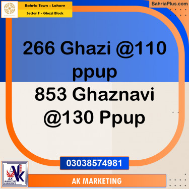 10 Marla Residential Plot for Sale in Sector F - Ghazi Block -  Bahria Town, Lahore - (BP-214672)