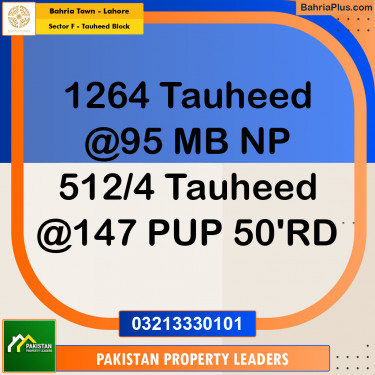 10 Marla Residential Plot for Sale in Sector F - Tauheed Block -  Bahria Town, Lahore - (BP-214703)