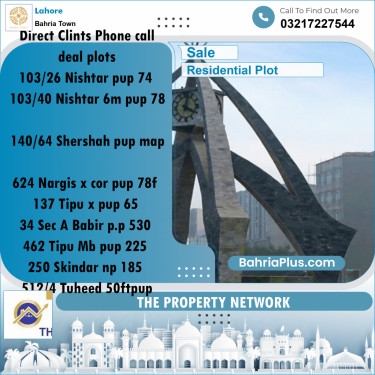 Residential Plot for Sale in Bahria Town, Lahore - (BP-214796)