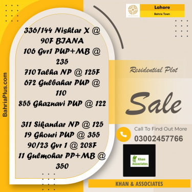 Residential Plot for Sale in Bahria Town, Lahore - (BP-214814)