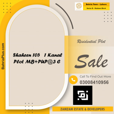 1 Kanal Residential Plot for Sale in Sector B - Shaheen Block -  Bahria Town, Lahore - (BP-214815)