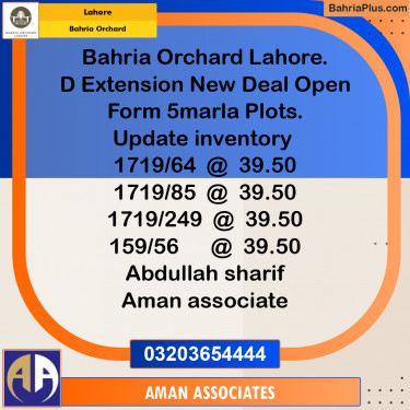 Residential Plot for Sale in Bahria Orchard, Lahore - (BP-214820)
