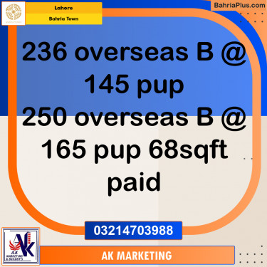 Residential Plot for Sale in Bahria Town, Lahore - (BP-214834)