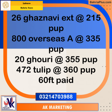 Residential Plot for Sale in Bahria Town, Lahore - (BP-214837)