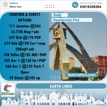Residential Plot for Sale in Bahria Town, Lahore - (BP-214852)