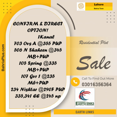 Residential Plot for Sale in Bahria Town, Lahore - (BP-214853)