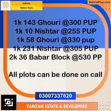 20 Marla Residential Plot for Sale in Bahria Town, Lahore - (BP-214855)
