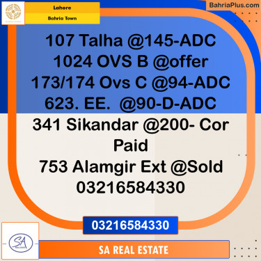 Residential Plot for Sale in Bahria Town, Lahore - (BP-214887)