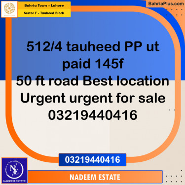 Residential Plot for Sale in Sector F - Tauheed Block -  Bahria Town, Lahore - (BP-214896)