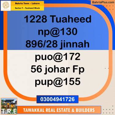 10 Marla Residential Plot for Sale in Sector F - Tauheed Block -  Bahria Town, Lahore - (BP-214949)
