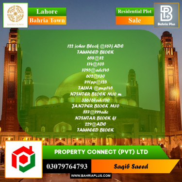 Residential Plot for Sale in Bahria Town, Lahore - (BP-214967)