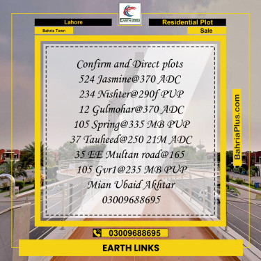 Residential Plot for Sale in Bahria Town, Lahore - (BP-214973)