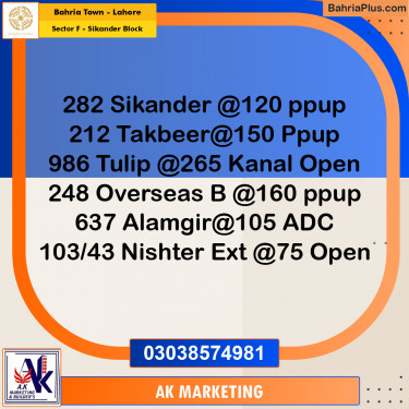 10 Marla Residential Plot for Sale in Sector F - Sikander Block -  Bahria Town, Lahore - (BP-215025)