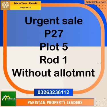 Residential Plot for Sale in Precinct 27 -  Bahria Town, Karachi - (BP-215096)