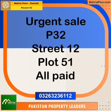 Residential Plot for Sale in Precinct 32 -  Bahria Town, Karachi - (BP-215097)